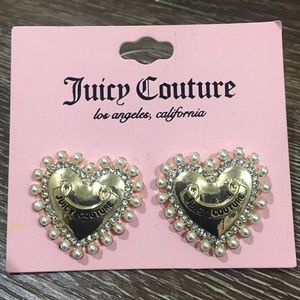 Juicy couture pearl heart earrings NWT